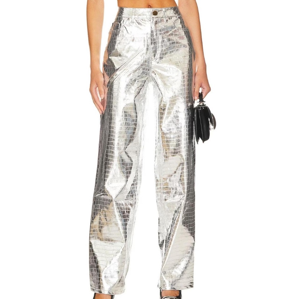 AFRM Metallic Silver Women's Trousers